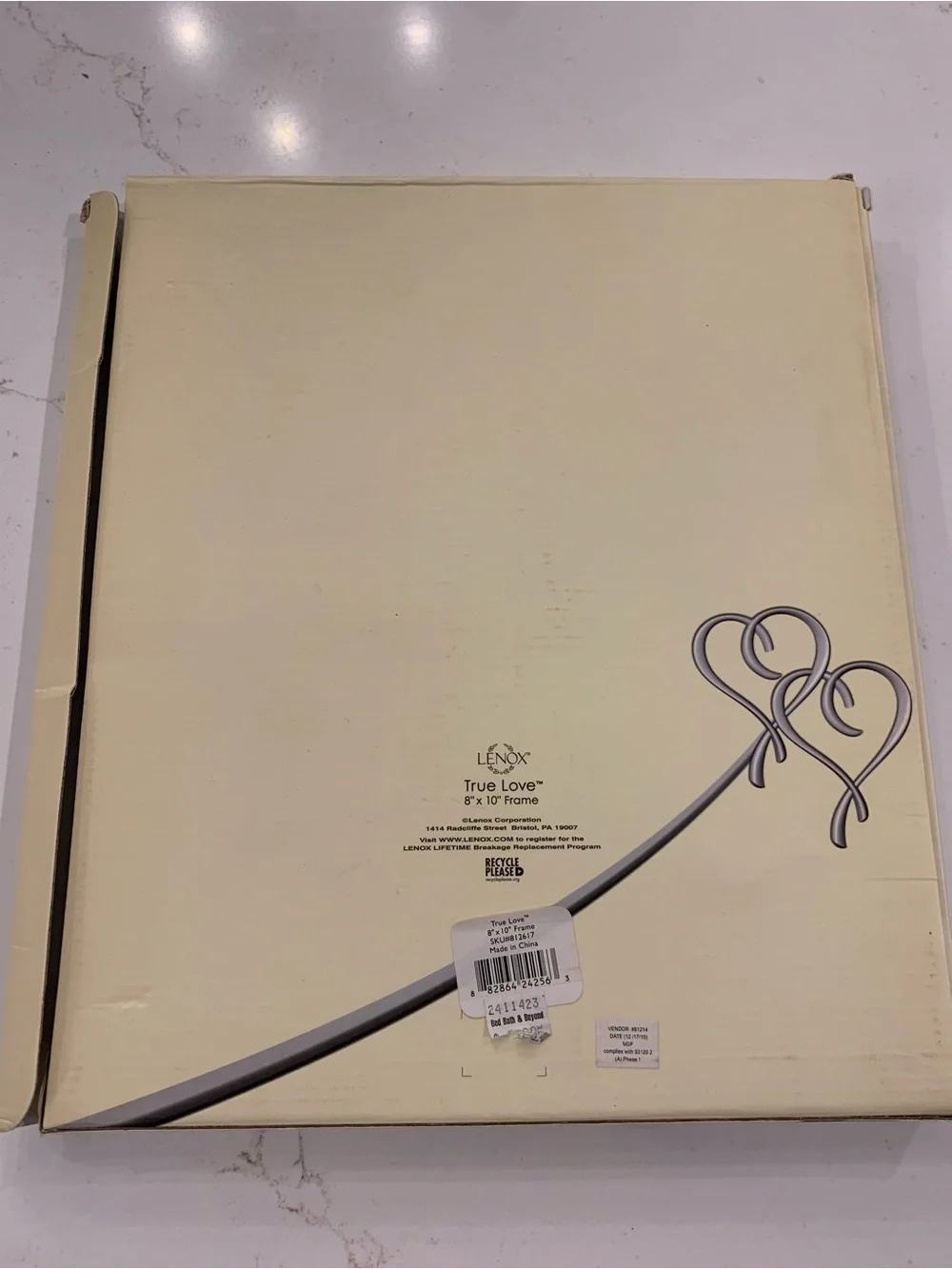 Lenox Picture Frame True Love Silver Double Heart Holds 8”x 10” Photo NEW (read